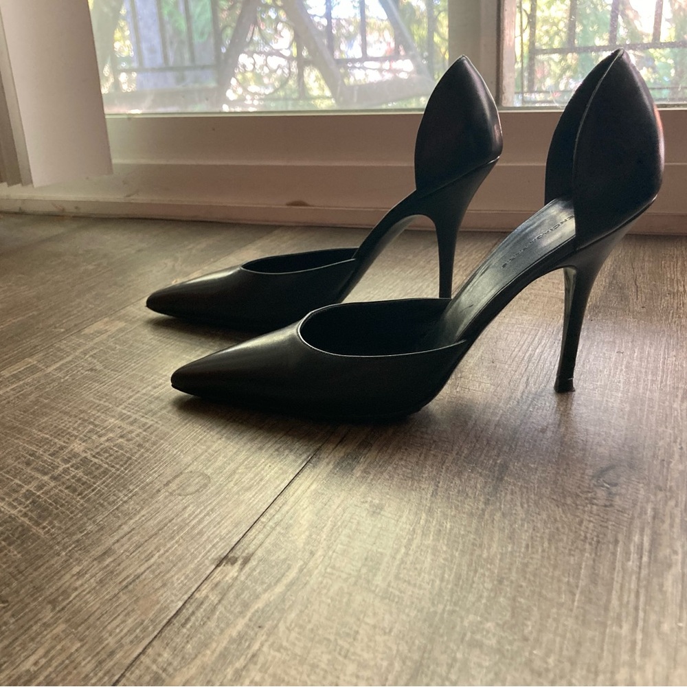 Balenciaga black leather d’orsay heels